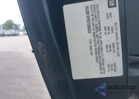 2003 Pontiac Sunfire z USA, uszkodzony, nr VIN 1G2JB12F837289232